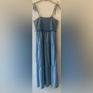 Madewell denim tie-strap smocked midi dress